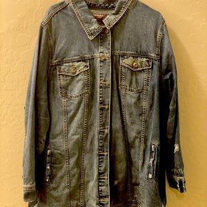 Longline Denim Jacket-Medium Wash